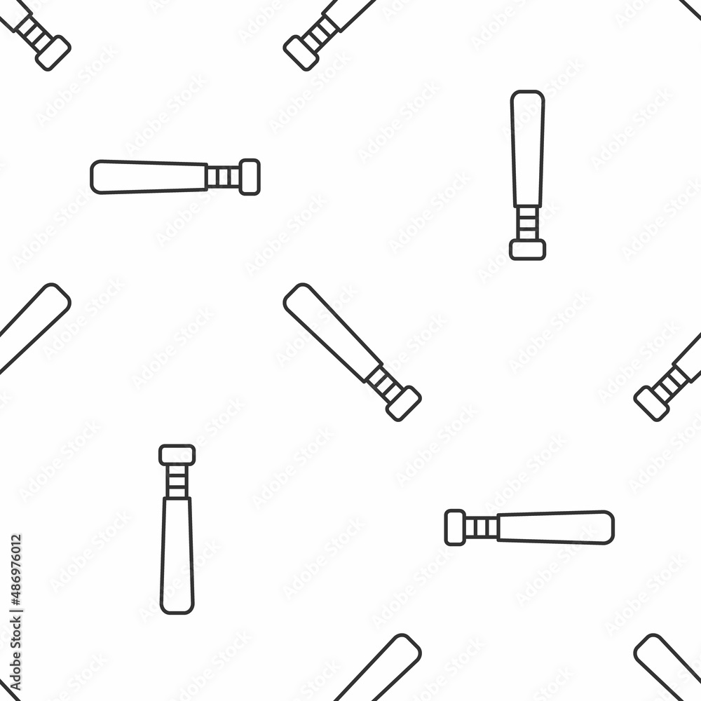 Grey line Baseball bat icon isolated seamless pattern on white background. Vector Grey line Baseball bat icon isolated seamless pattern on white background. Vector