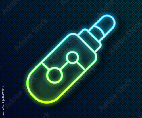 Glowing neon line Electronic cigarette icon isolated on black background. Vape smoking tool. Vaporizer Device. Vector