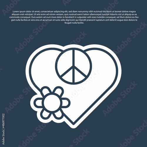 Blue line Love peace icon isolated on blue background. Hippie symbol of peace. Vector