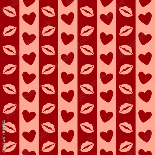 Valentines day seamless heart pattern with stripes