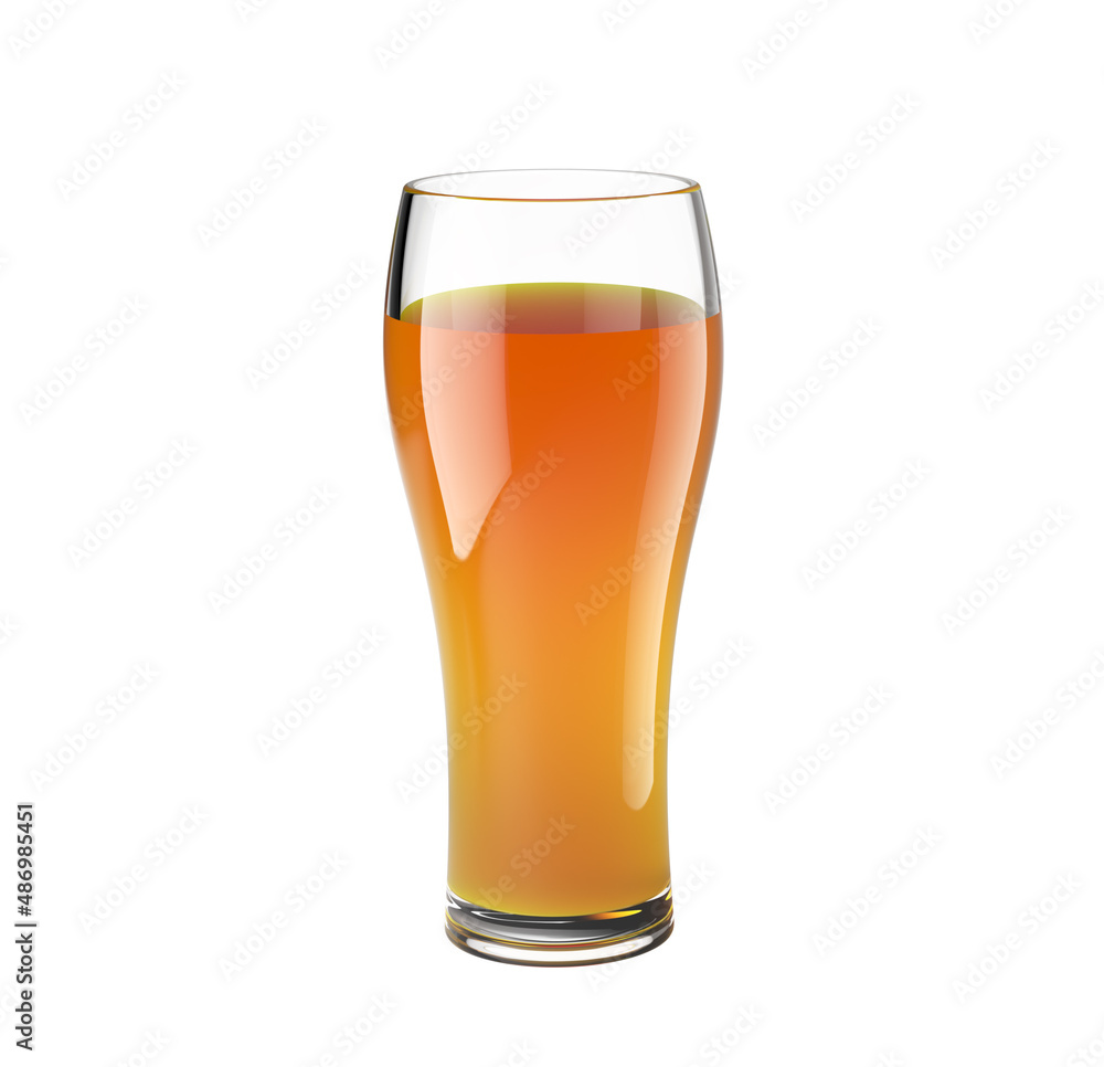 Glass with orange juice isolated on white background. 3D illustration. Glass with orange juice isolated on white background. 3D illustration.