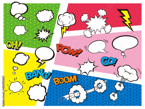 アメコミ風の吹き出し素材集(漫画、アニメ、アメリカンコミック、イラスト、可愛い)