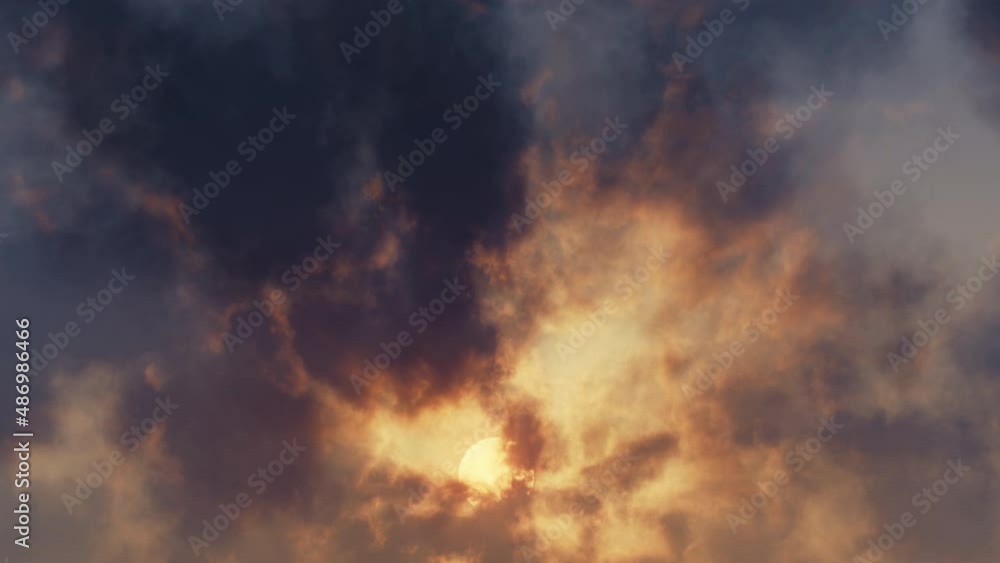 左から右へ速く流れる曇り空/夕方 左から右へ速く流れる曇り空/夕方