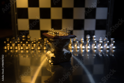 Golden and Silver King chess is last standing in the chess board, Concept of successful business leadership, Confrontation and loss