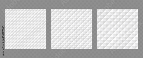 Fabric, paper, cardboard or mattress texture with rhombs. Vector abstract white geometric pattern for your design. Background template set	