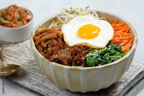 bibimbap,Korean spicy salad with rice bowl - traditionally Korean food style	