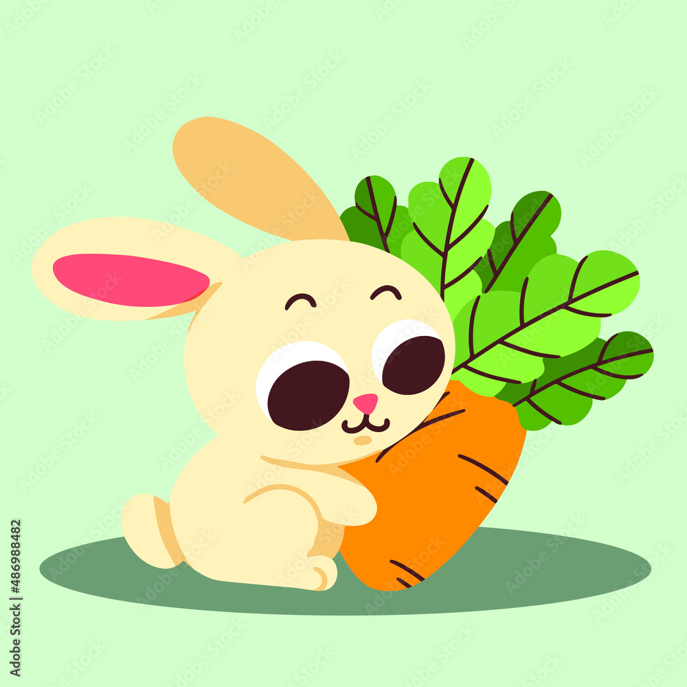 Sweet Little Bunny Playing With Carrot Doodle Vector Illustration Sweet Little Bunny Playing With Carrot Doodle Vector Illustration