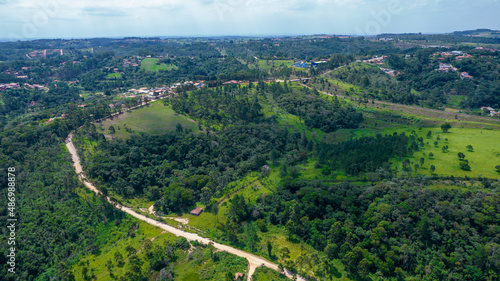 Aerial view of the city of Mairinque, Brazil. Farm near São Paulo, Brazil.