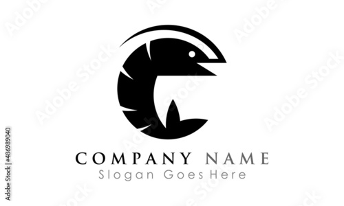 black shrimp vector logo