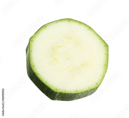 Slice of green ripe zucchini isolated on white