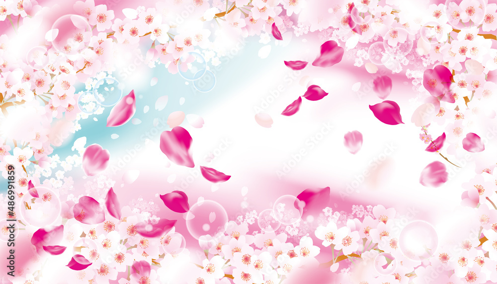 ゴージャスな桜の背景イラスト