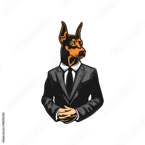 dog character in suit vector illustration