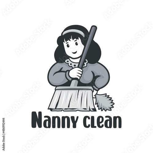 nanny clean character logo vector