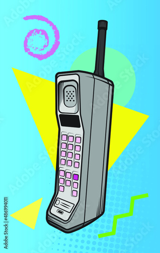 Retro Cellular Phone Vector Illustration