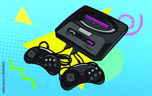 Retro Game Console Vector Illustration