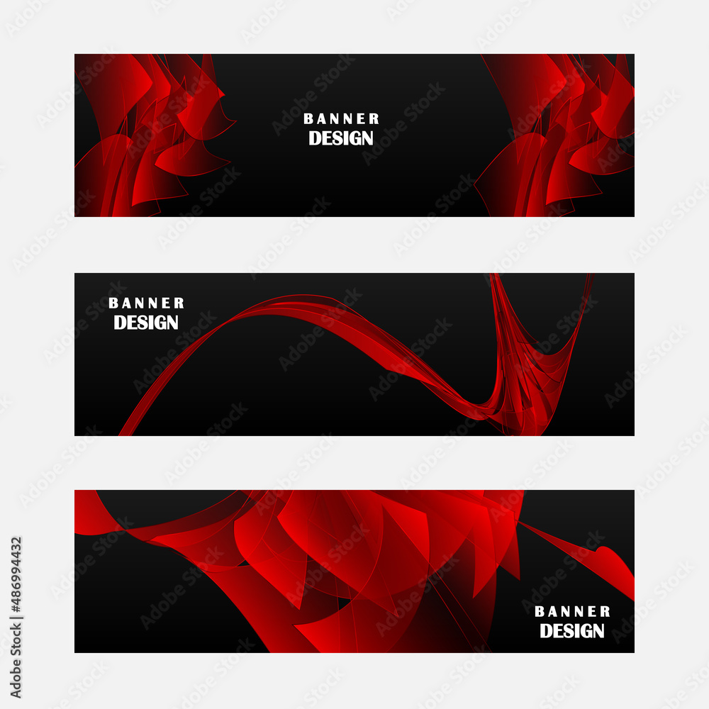 Set of black and red triangle banner background vector