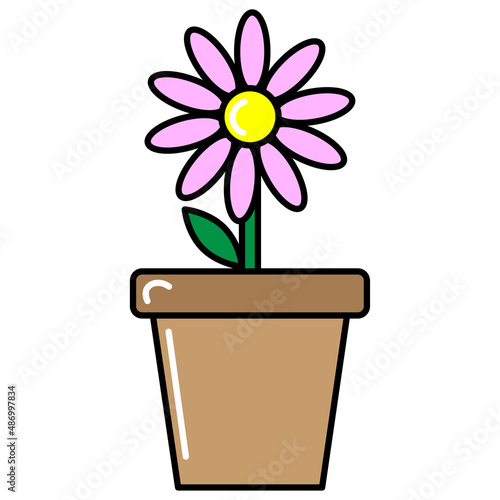 Flowerpot on white background. Vector illustration. stock image.