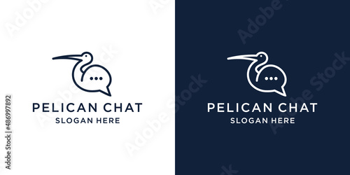 pelican bird logo combined with line chat concept