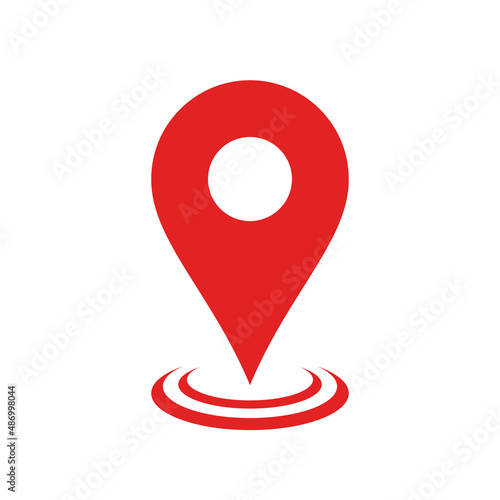 Vector illustration of red locator pin. Suitable for design element of map app, address location software, and gps technology.