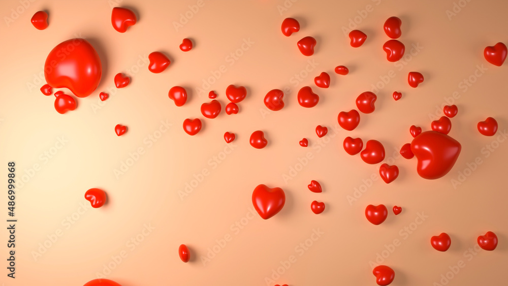 3D showing lots of red hearts on a pink background. heart shaped illustration love 3D showing lots of red hearts on a pink background. heart shaped illustration love