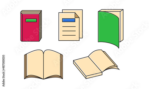 Filled outline book icon. Suitable for design element of education, library, and reading program. Textbook icon set.