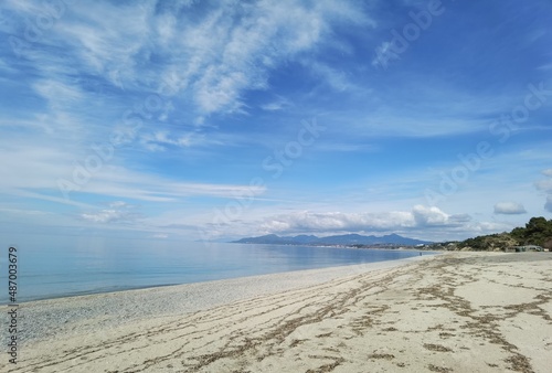 sea beach blue in winter sunny day in monolithi  preveza photo