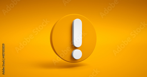 3D exclamation danger sign. Attention sign icon. Hazard warning attention sign. On yellow.