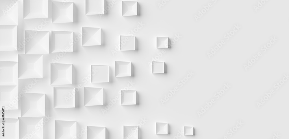 Random scaled white cube boxes frames block background wallpaper banner with copy space Random scaled white cube boxes frames block background wallpaper banner with copy space