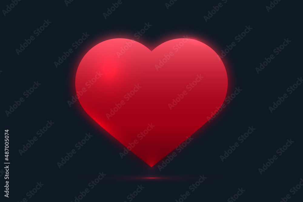 Glowing red heart on dark background vector illustration. Glowing red heart on dark background vector illustration.
