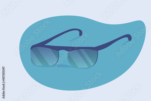 Stylish sunglasses vector illustration. Blue color.