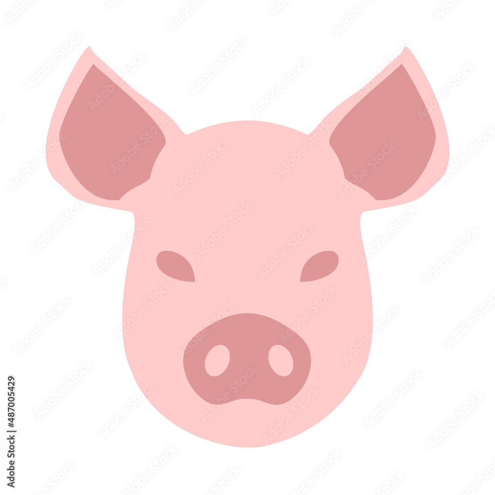 Pig Domestic Farm Animal Face or Head Isolated Illustration Icon Pig Domestic Farm Animal Face or Head Isolated Illustration Icon