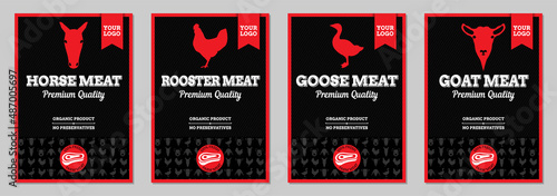 Horse, Rooster, Goose and Goat Meat Packaging Labed Design