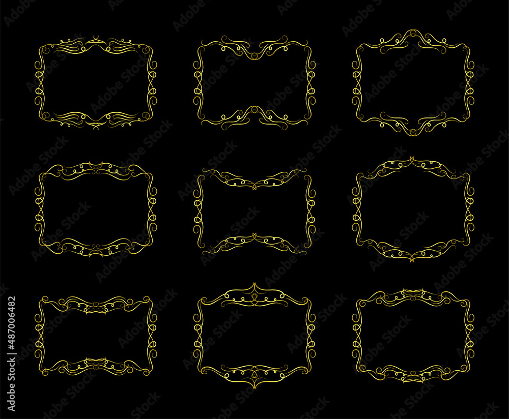 Gold Borders Elements Set Collection, ornament Vector Gold Borders Elements Set Collection, ornament Vector