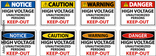 Danger High Voltage Keep Out Sign On White Background