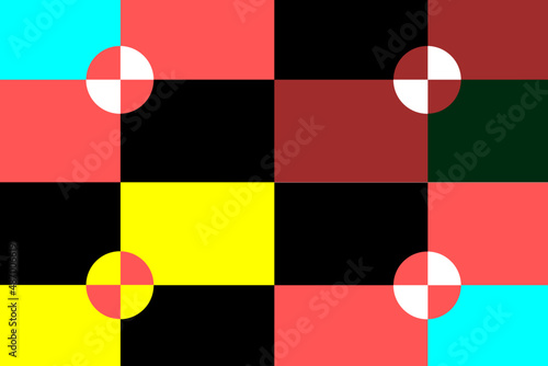 Retro color and style of rectangular grid seamless and pattern with a circle cut in center. Retro style concept.