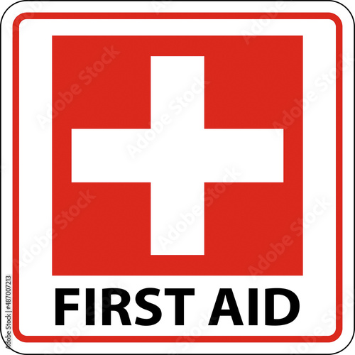 First Aid Label Sign on white background