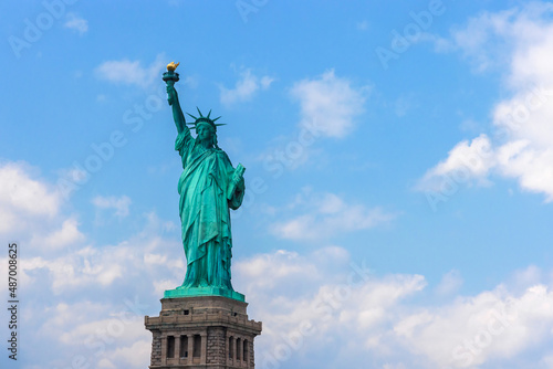 Front of the Statue of Liberty in New York City.