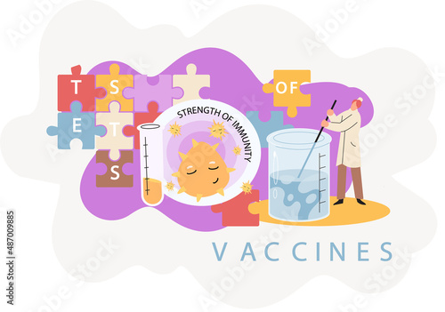Strength of immunity concept with healthy cute character surrounded by invisible barrier for bacterial and viral attack. Immune protection in healthy body. Health care, vaccination and immunization photo