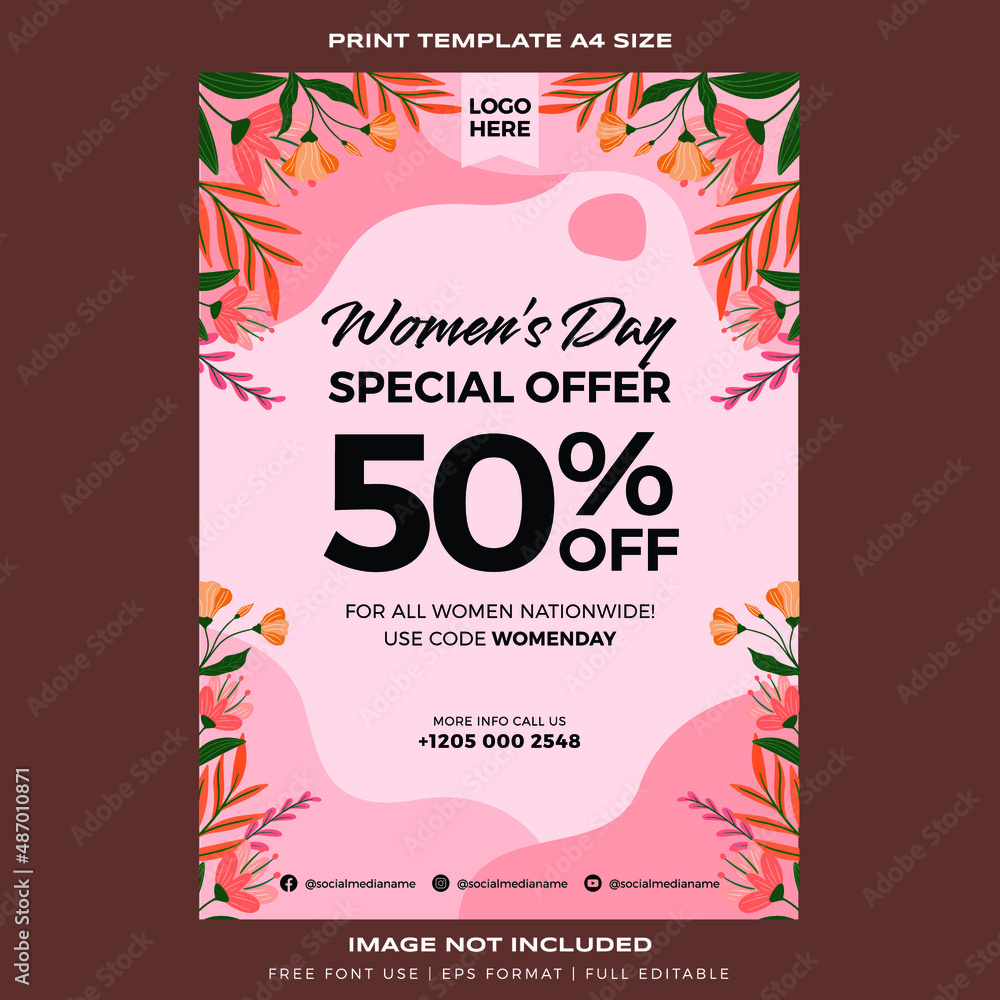 print poster template promotion for women's day premium vector print poster template promotion for women's day premium vector