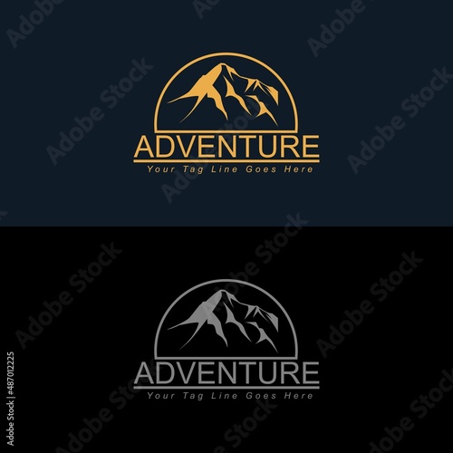 adventure outdoor logo design badge icon color Mountain rock camping outdoor label. Climbing label, hiking trip and adventure illustration