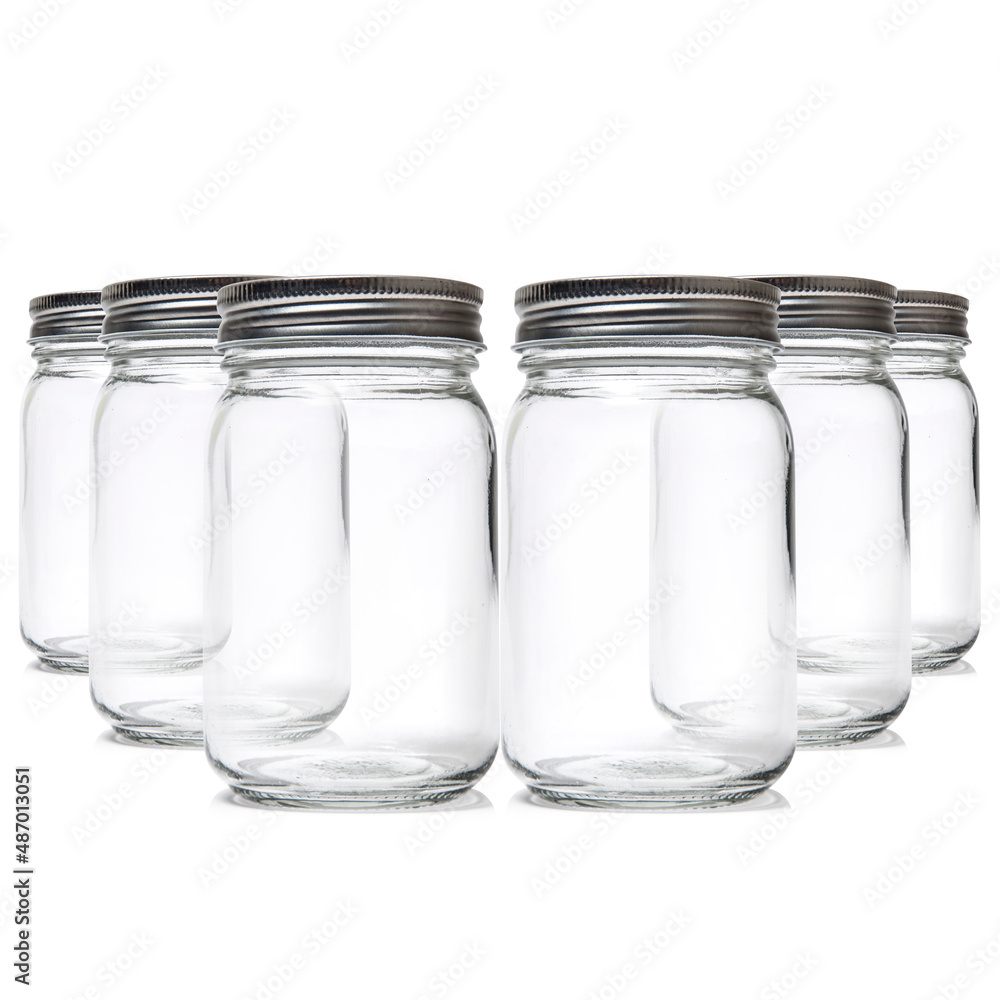 Glass mason jars on white background Glass mason jars on white background
