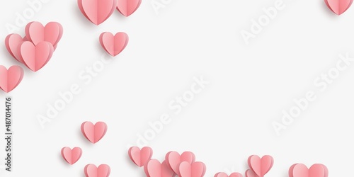 pink hearts abstract on white background
