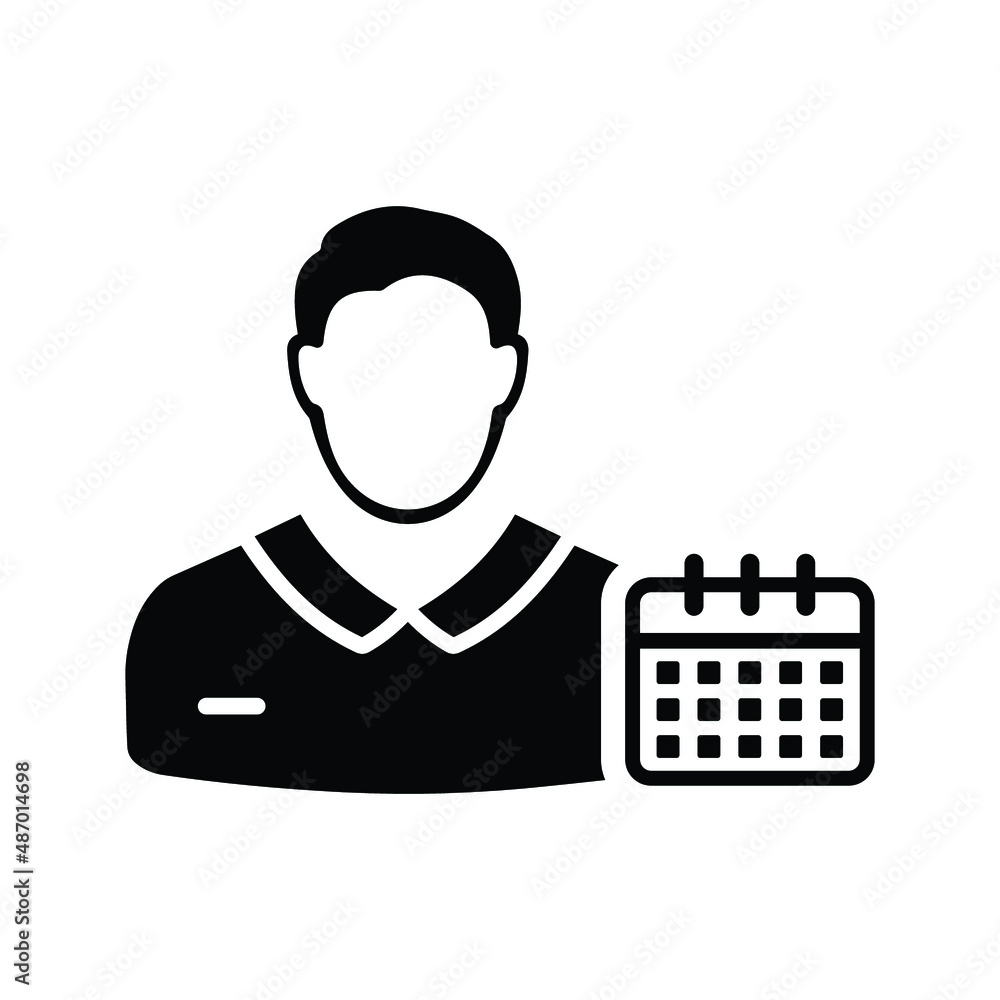 Appointment, date, calendar icon. Black vector graphics.