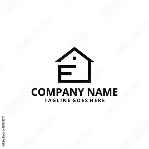 Vector illustration of a modern and minimalist F house sign logo for a real estate company.