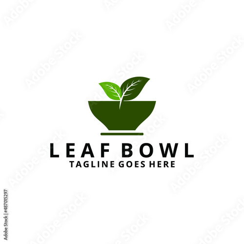 Creative vector design illustration of abstract leaf sign contained in a food bowl.