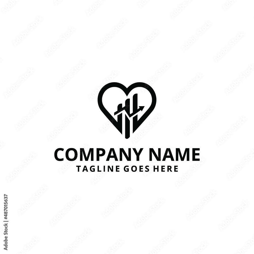 Abstract illustration of financial accounting combination with heart shape, geometric logo design