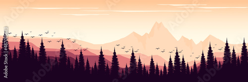 landscape mountain scenery vector illustration good for wallpaper, background, backdrop, banner, web, and design template 