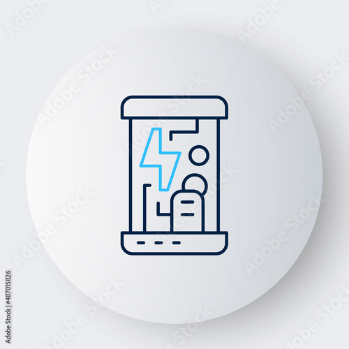 Line Futuristic cryogenic capsules or containers icon isolated on white background. Cryonic technology for humans or cryogenic chamber. Colorful outline concept. Vector