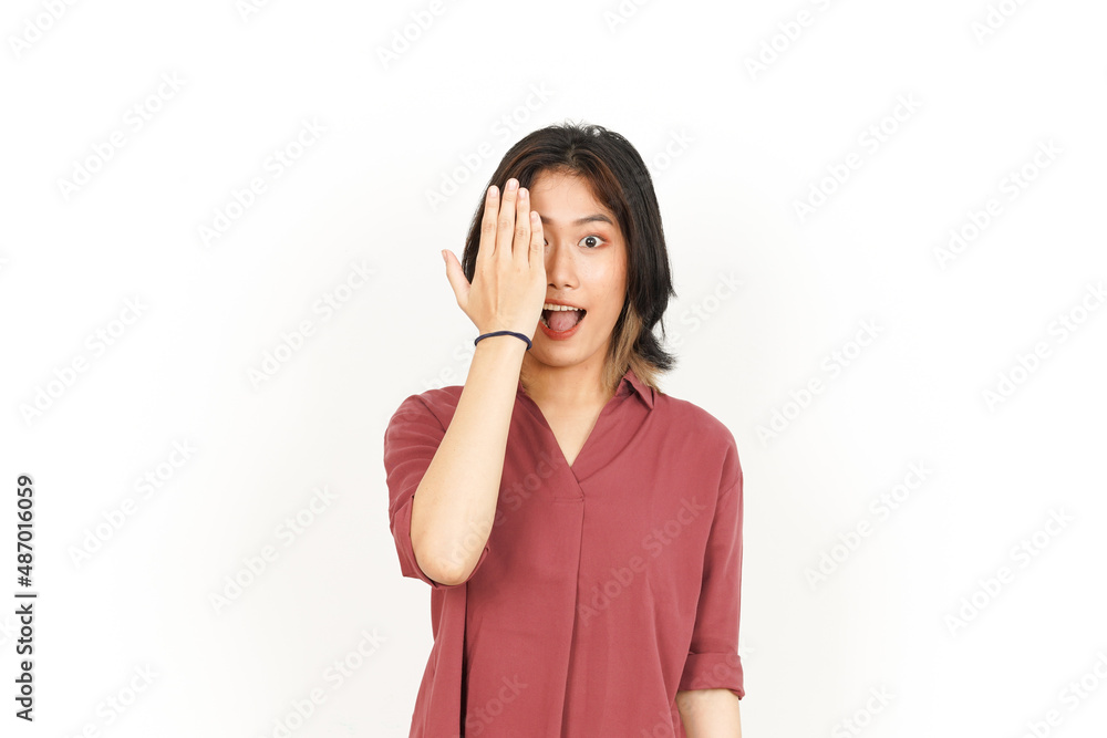 Smiling and Covering face Of Beautiful Asian Woman Isolated On White Background Smiling and Covering face Of Beautiful Asian Woman Isolated On White Background
