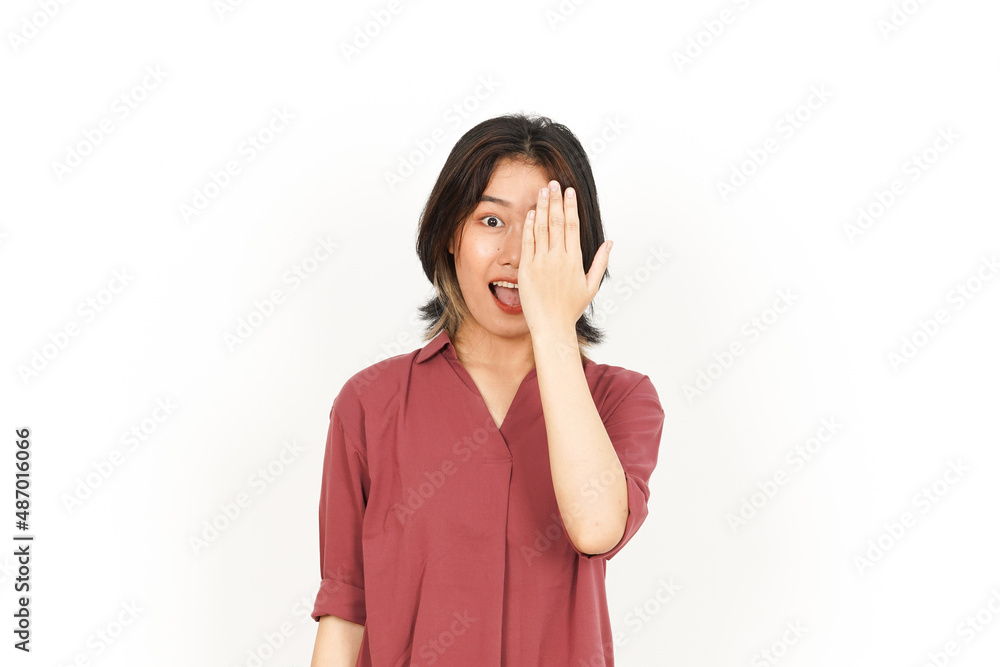 Smiling and Covering face Of Beautiful Asian Woman Isolated On White Background Smiling and Covering face Of Beautiful Asian Woman Isolated On White Background